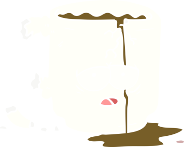 Bir insan tarafından çizilmiş düz renk çizgi film kırık kupası