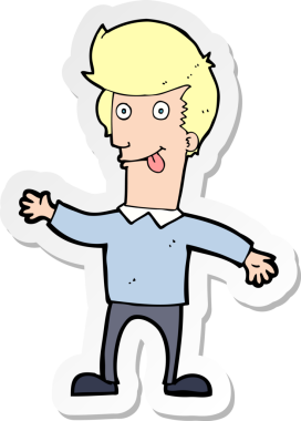 Bir insan tarafından çizilmiş bir çizgi film karakterinin çıkartması.