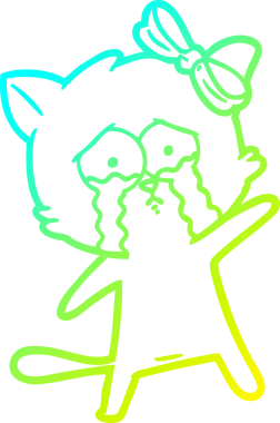 Bir insan tarafından çizilen çizgi film kedisinin soğuk gradyan çizgisi.