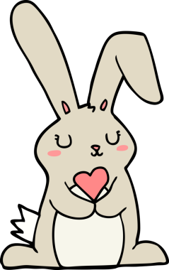 Bir insan tarafından çizilmiş aşık çizgi film tavşanı.