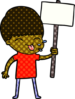 Bir insan tarafından çizilmiş mutlu çizgi film çocuğu.