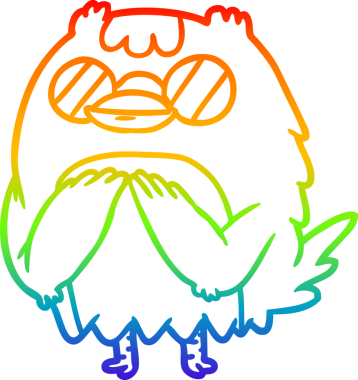 Gökkuşağı gradyan çizgisi bir insan tarafından çizilmiş bilge baykuşun çizimi