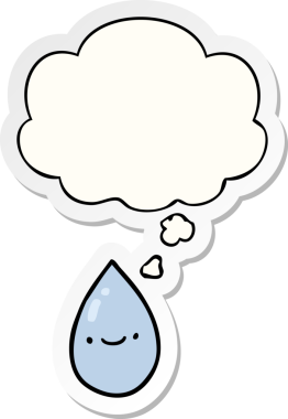 Düşünce baloncuklu karikatür yağmur damlası insan tarafından çizilmiş bir çıkartma.