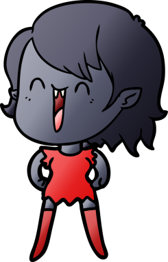 Bir insan tarafından çizilmiş mutlu vampir kız çizgi filmi.