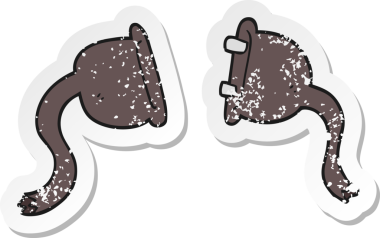 Bir insan tarafından çizilmiş elektrik prizlerinin gerilimli yapıştırması.