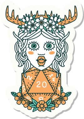 Bir insan tarafından çizilmiş bir Elf Druid karakterinin çıkartması.