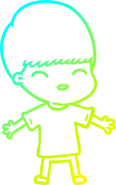 Bir insan tarafından çizilmiş mutlu çizgi film çocuğu çizimi.