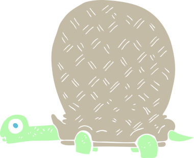 Bir insan tarafından çizilmiş düz renkli kaplumbağa çizimi