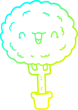 Bir insan tarafından çizilmiş mutlu bir ağacın soğuk çizgi çizimi.