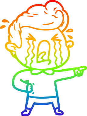 Bir insan tarafından çizilmiş ağlayan bir adamın çizdiği gökkuşağı gradyan çizgisi.