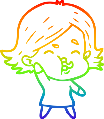 Gökkuşağı gradyan çizgi çizimi Bir insan tarafından çizilen bir kız karikatürü