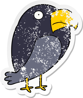 Bir insan tarafından çizilmiş karga çıkartması.