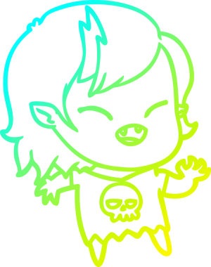 Bir insan tarafından çizilmiş gülen vampir kız çizgi filmi.