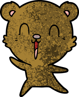 Bir insan tarafından çizilmiş mutlu çizgi film ayısı.