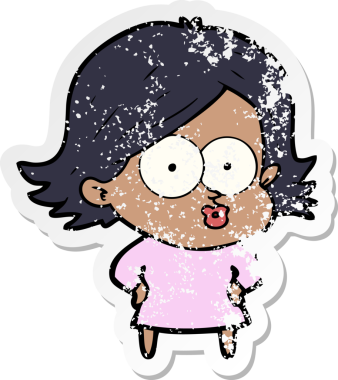 Bir insan tarafından çizilmiş karikatür kızının sıkıntılı çıkartması.