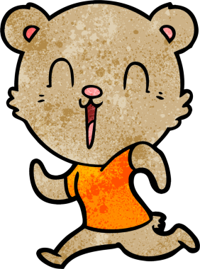 Bir insan tarafından çizilen mutlu çizgi film ayısı