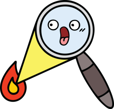 Bir insan tarafından çizilmiş bir büyüteç karikatürü.