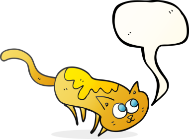 Bir insan tarafından çizilmiş serbest konuşma balonu çizgi film kedisi