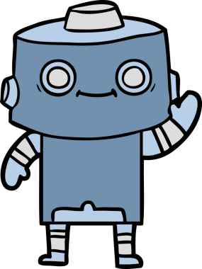 Bir insan tarafından çizilmiş çizgi film robotu