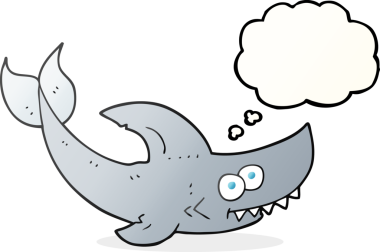 Bir insan tarafından çizilmiş serbest çizim balon köpek balığı.