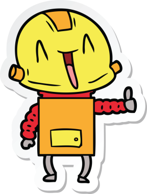 Bir insan tarafından çizilmiş robot karikatür çıkartması.