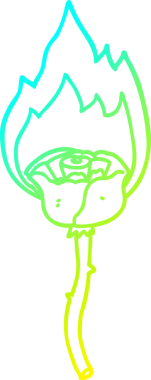 Bir insan tarafından çizilmiş alevli bir gülün soğuk gradyan çizimi