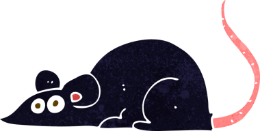 bir insan tarafından çizilmiş siyah bir fare.