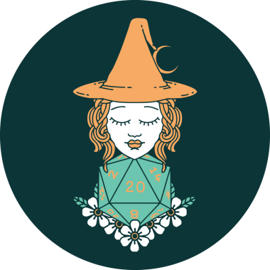 Bir insan tarafından çizilmiş 20 zarlı insan cadısının simgesi.