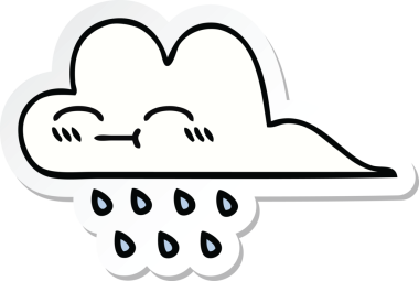 Bir insan tarafından çizilmiş şirin bir yağmur bulutunun çıkartması.