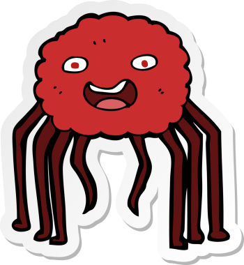 Bir insan tarafından çizilmiş çizgi film örümceğinin çıkartması.