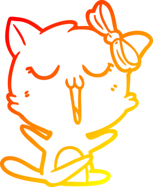 Bir insan tarafından çizilmiş çizgi film kedisinin sıcak çizgi çizimi