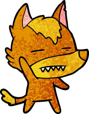 Bir insan tarafından çizilmiş tilki çizgi film karakteri