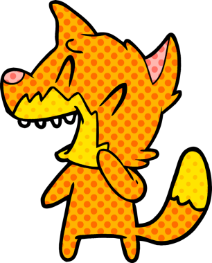 Bir insan tarafından çizilmiş gülen tilki çizgi filmi.