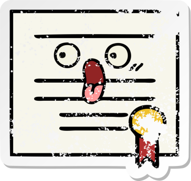 Bir insan tarafından çizilmiş şirin bir karikatür mezuniyet diplomasının sıkıntılı çıkartması.