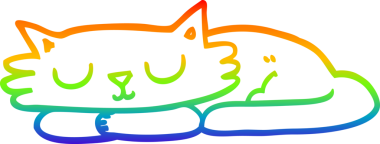 Bir insan tarafından çizilmiş uyuyan bir kedinin çizimi.