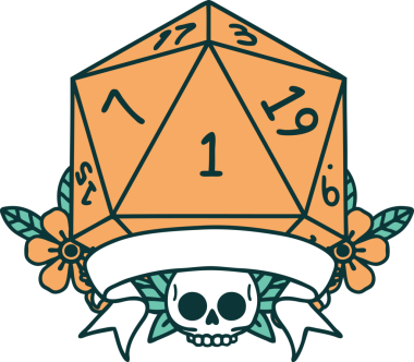 Retro Dövme Biçimi Doğal Bir d20 zar bir insan tarafından çizildi