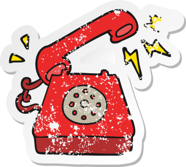 Bir insan tarafından çizilmiş telefon karikatürünün gerilimli retro yapıştırması