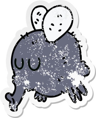 Bir insan tarafından çizilmiş garip bir el çizimi karikatür sineğinin sıkıntılı çıkartması