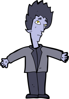 Bir insan tarafından çizilmiş vampir adam çizgi filmi.