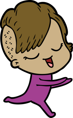 Bir insan tarafından çizilmiş mutlu çizgi film kızı.