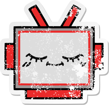 Bir insan tarafından çizilmiş sevimli robot kafasının sıkıntılı çıkartması.