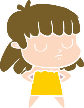 Bir insan tarafından çizilmiş düz renk çizgi film.