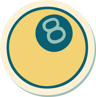 Bir insan tarafından çizilmiş geleneksel 8 top stili dövme çıkartması.