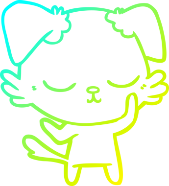 Bir insan tarafından çizilmiş şirin bir çizgi köpeğin soğuk gradyan çizgisi.