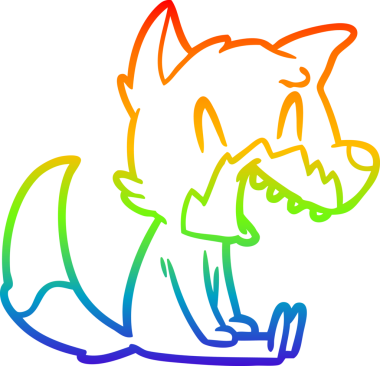 Bir insan tarafından çizilmiş gülen tilki çizgi filmi.