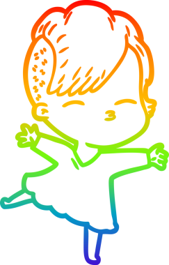 gökkuşağı gradyan çizimi bir çizgi film kızı bir insan tarafından çizilmiş.