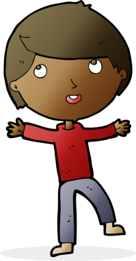 Bir insan tarafından çizilmiş mutlu çocuk çizgi filmi.