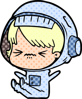 Çizgi filmdeki uzay kızı bir insan tarafından çizilmiş öfke nöbeti geçiriyor.