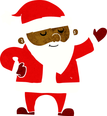 Bir insan tarafından çizilmiş Noel Baba çizgi filmi.