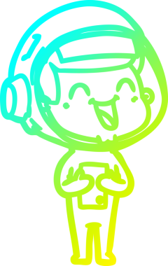 Bir insan tarafından çizilmiş mutlu bir astronotun soğuk gradyan çizimi.